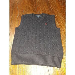 Boys Small 8 Polo Ralph Lauren Blue VNeck Sleeveless Knit Sweater Vest Cotton
